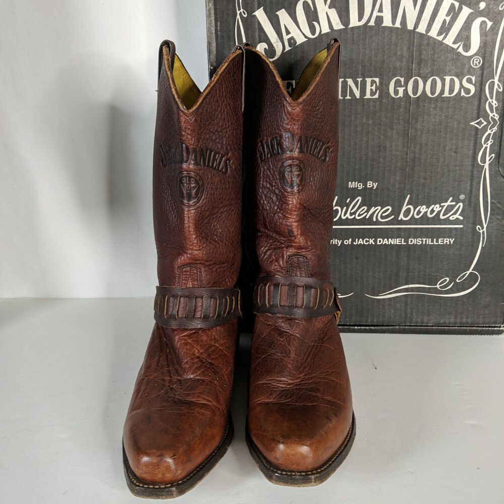 JACK DANIELS Abilene NO. 7 LEATHER COWBOY BOOTS MENS SIZE 9D OIL RESISTANT 8015 - Picture 4 of 11